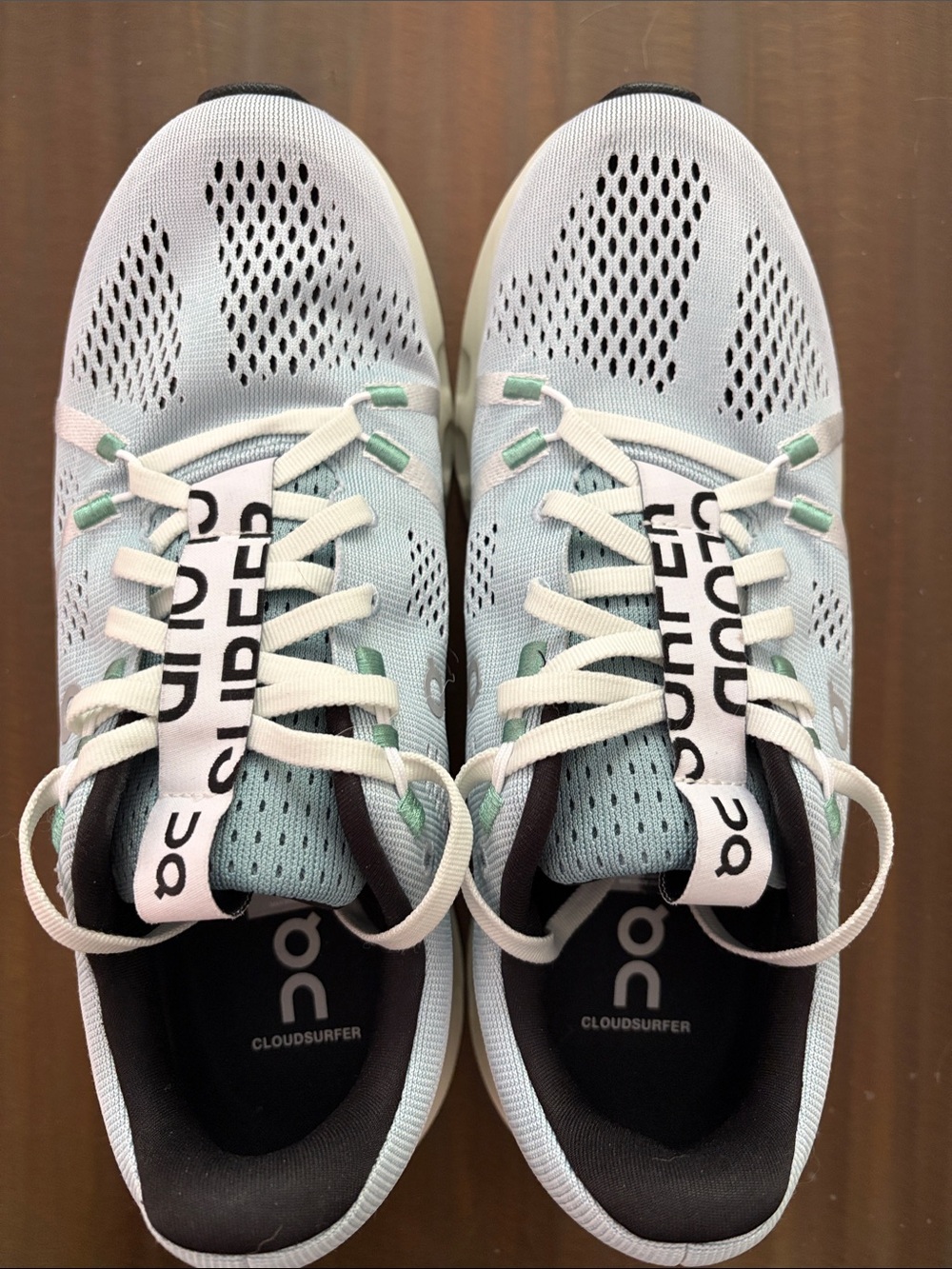 On Running Women's Cloudsurfer Sneakers in Light Mint and White